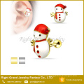 Silver Gold Christmas Snowman Rhinestone Ear Cartilage Piercing